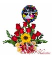 Canasta con flores y globo