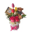 Box de 4 Tulipanes y peluche