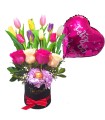 Box con Tulipanes y Rosas