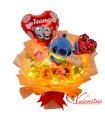 Ramo con peluche y flores artificiales