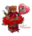 Box con rosas y peluche