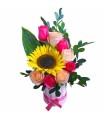 Box con rosas y girasol